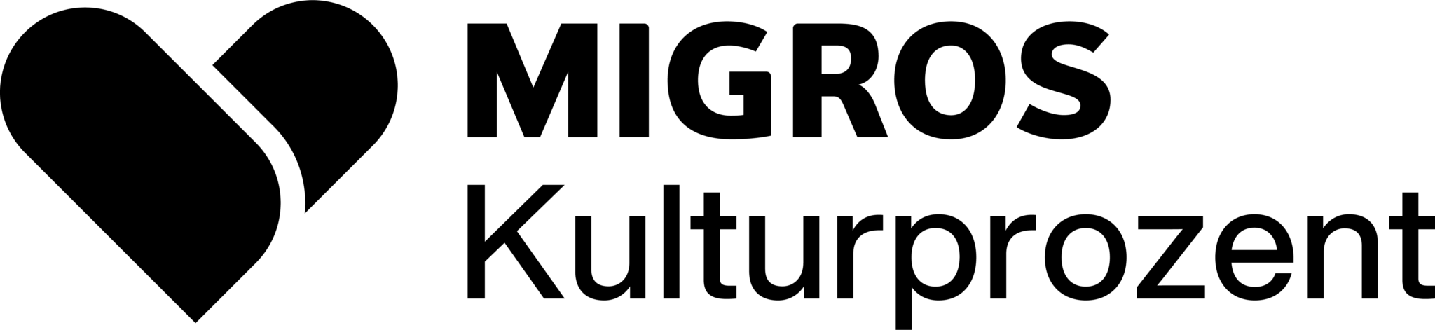 "Migros Kulturprozent Logo mit Herzsymbol."